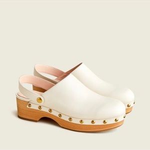Convertible leather clogs studded